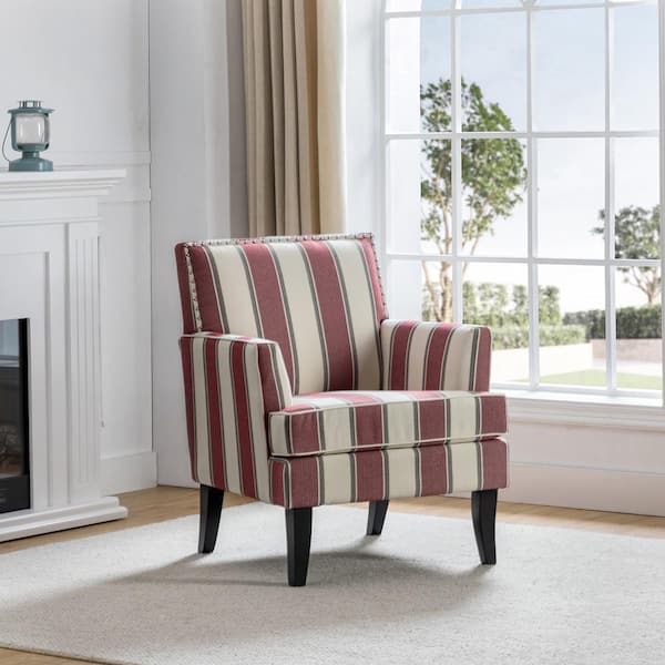 JAYDEN CREATION Herrera Red Fabric Arm Chair with Nailhead Trim (Set of 1)