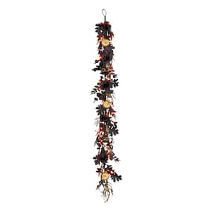 6 ft. Chic Eek Black Halloween Garland with LED Lights