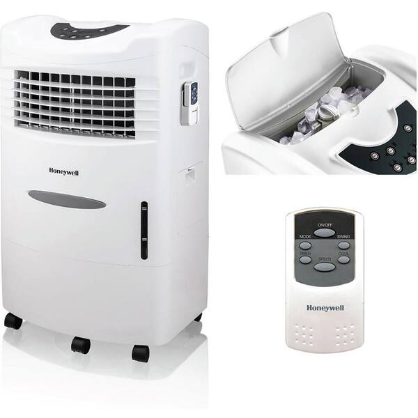 Honeywell 722 CFM 3-Speed Setting Indoor Evaporative Air Cooler with Remote Control White for 440 sq. ft.