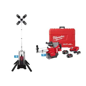 MX FUEL ROCKET Tower Light/Charger with M18 FUEL 1-1/8 in. SDS -Plus Rotary Hammer/Dust Extractor Kit
