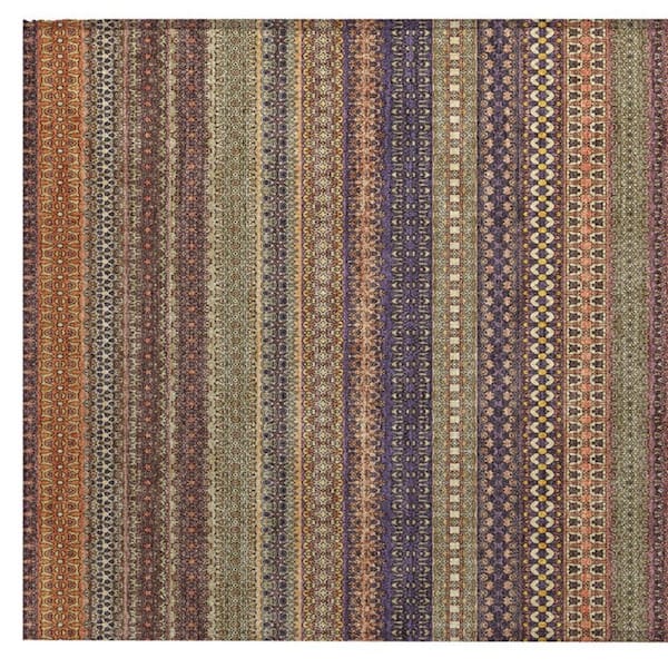 Orange 2 ft. x 3 ft. Woven Striped Polyester Rectangle Indoor/Outdoor Area Rug