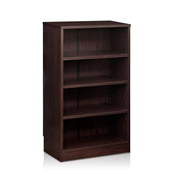 Furinno Indo 37.7 in. Espresso Wood 4-shelf Standard Bookcase with Adjustable Shelves