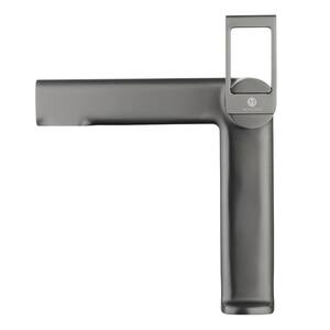 Trendy Long Spout Brass Single-Handle Single-Hole Bathroom Faucet Sink Faucet Bathroom Faucet in Gun Gray