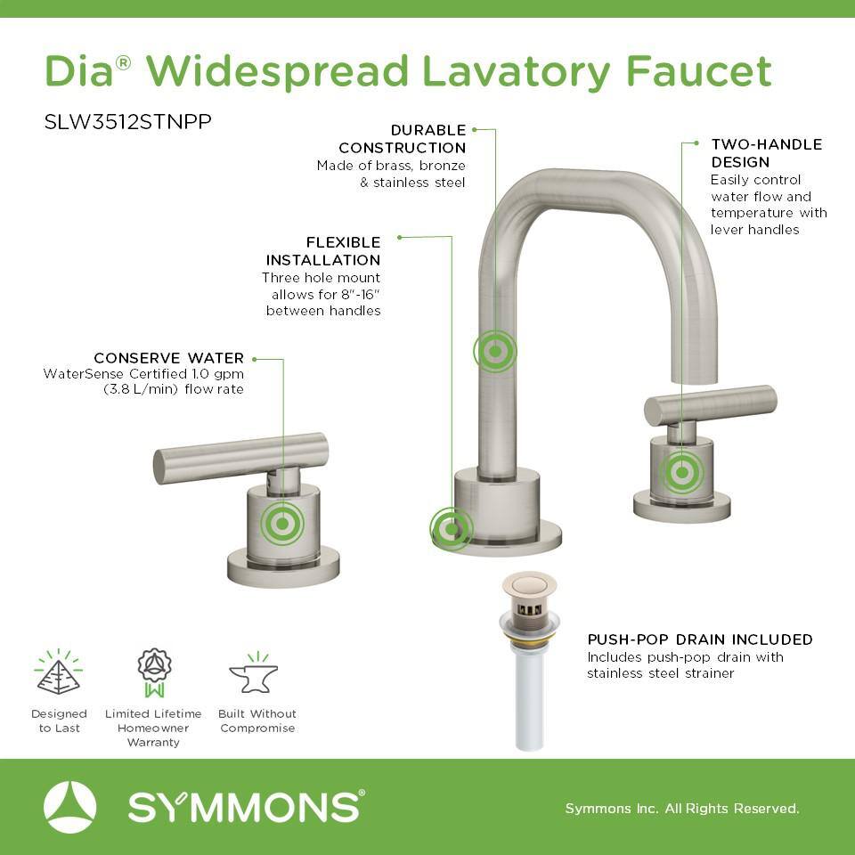 Dia Satin Nickel Widespread Two-Handle Bathroom Faucet