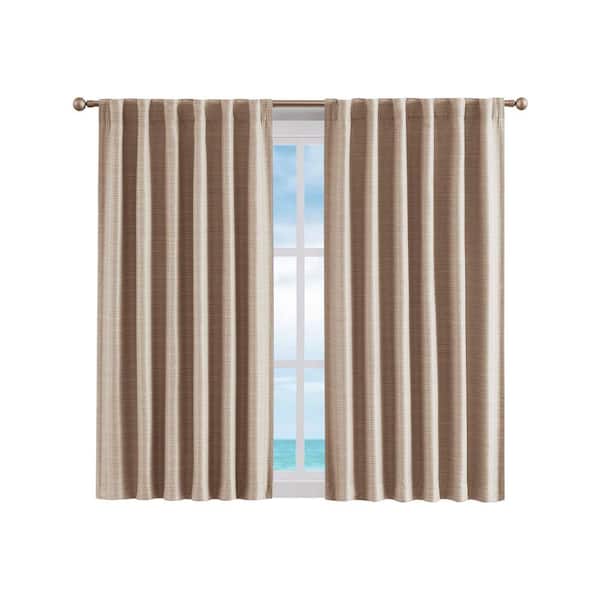 Nautica Robin Natural Thermal Woven 52 in. W x 63 in. L Back Tab Room Darkening Curtain (2-Panels)