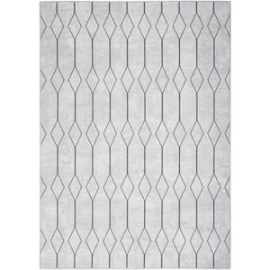 57 Grand Machine Washable Ivory/Grey 4 ft. x 6 ft. Geometric Contemporary Area Rug