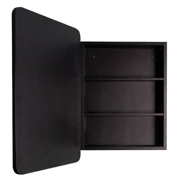 24 in. W x 30 in. H Rectangular Iron Black Medicine Cabinet with Mirror,  Recessed or Surface Mount