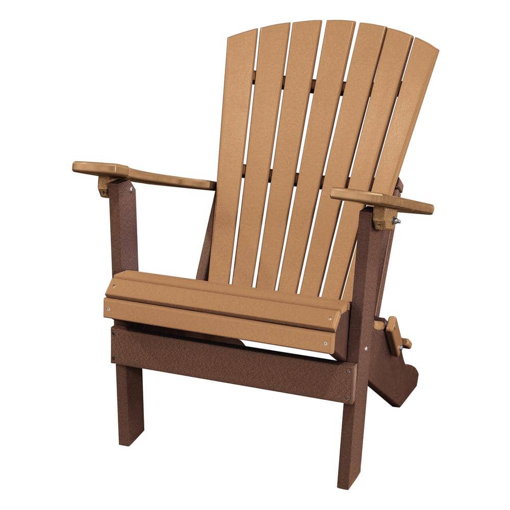 All Poly 29 in. Tudor Brown Frame Folding Poly Resin 1-Person Adirondack Ch