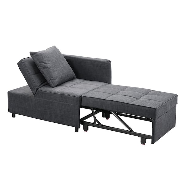 Unbranded 4 in 1 71 in. Dark Gray Fabric Twin Size Sofa Bed with Pullout Sleeper Convertible Folding Lounge Chair