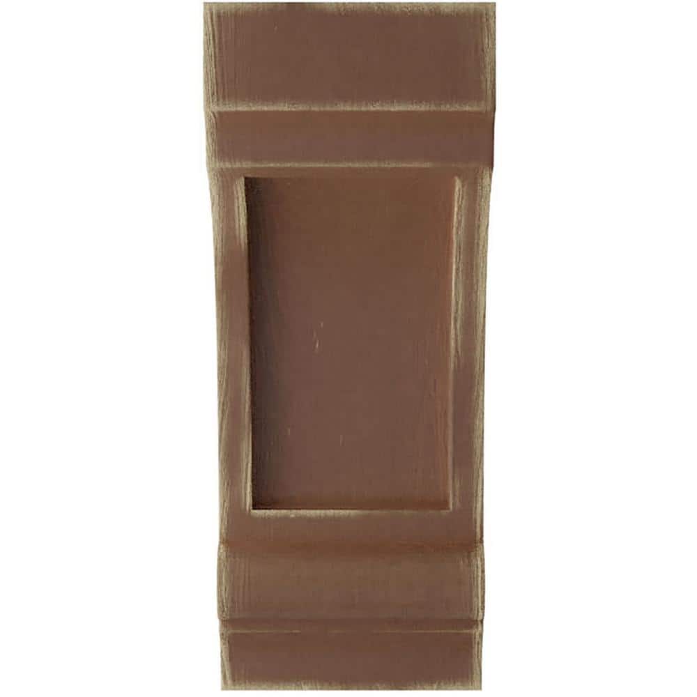 Weathered Brown Rubberwood Vintage Architectural Corbel