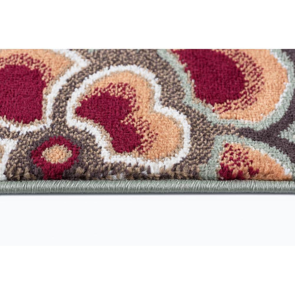 Deco 5' x 7' Green Floral Synthetic Tufted Rug