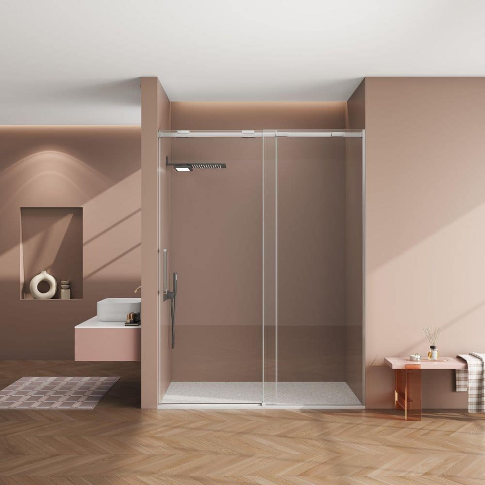 56-60 in. W x 74 in. H Semi-Frame Sliding Shower Door in Brushed Nickel with 5/16 in. Clear Glass price history on PriceWatchPro