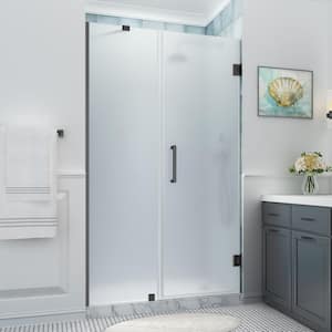 Belmore XL 50.25 - 51.25 in. x 80 in. Frameless Hinged Shower Door with Ultra-Bright Frosted Glass in Oil Rubbed Bronze