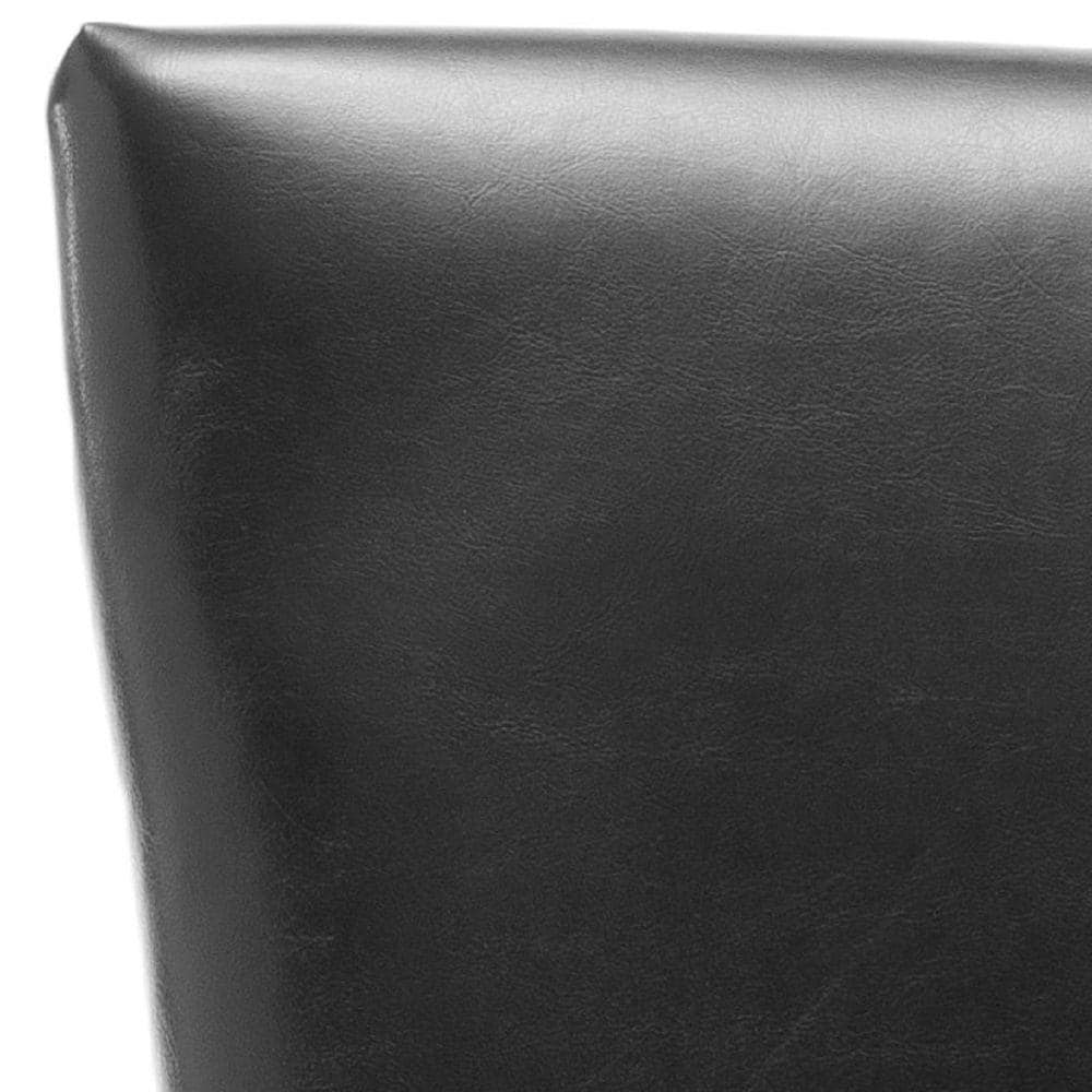 Transitional Black Leather Upholstered Parsons Side Chair