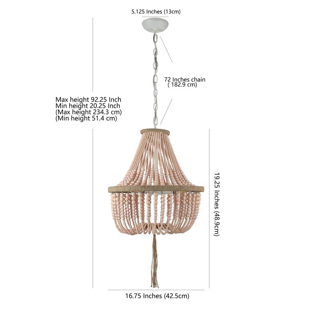 Blush Beaded Pendant Light with Natural Woven Tassel