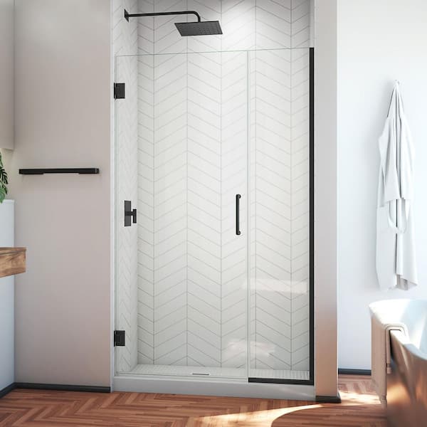 DreamLine Unidoor Plus 41.5 to 42 in. x 72 in. Frameless Hinged Shower Door in Matte Black