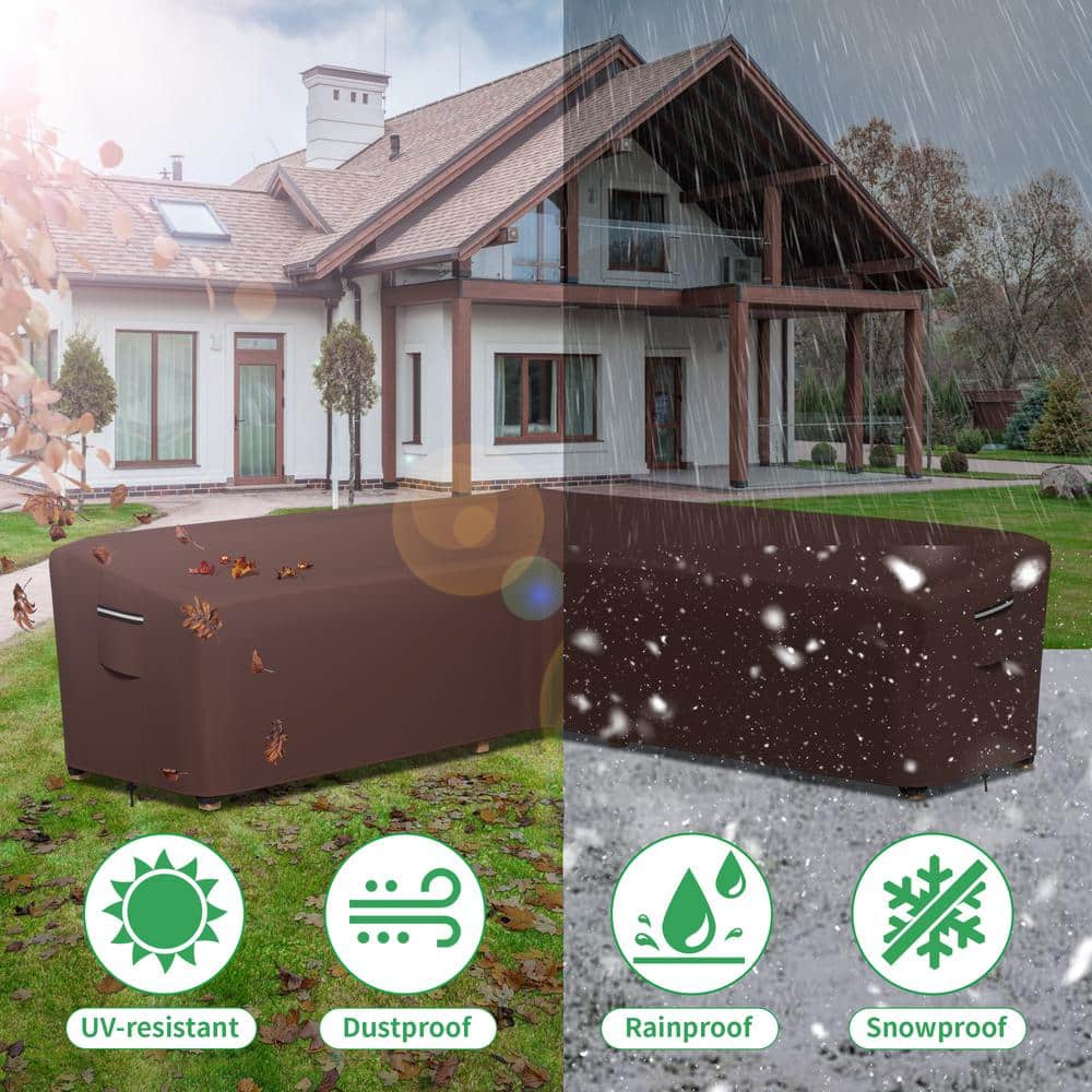 Heavy Duty Brown Waterproof L-Shaped Patio Sofa Cover