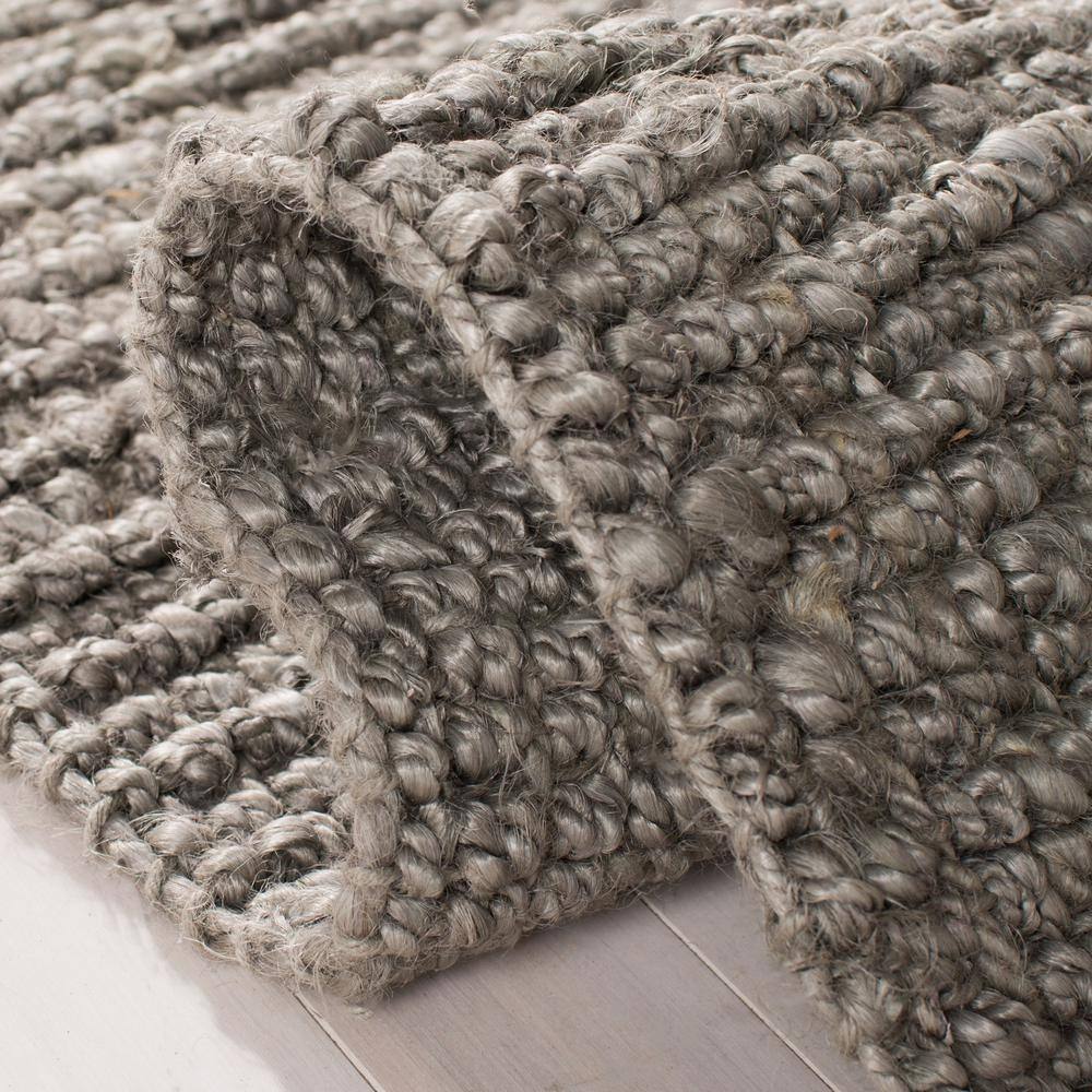 Handwoven Light Gray Rectangular Wool-Cotton Blend Area Rug