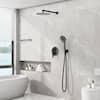 10 in. 5-Spray Wall Bar Shower Kit With Handhold Shower, Rain Shower Head, Shower Faucets With Valve in Black