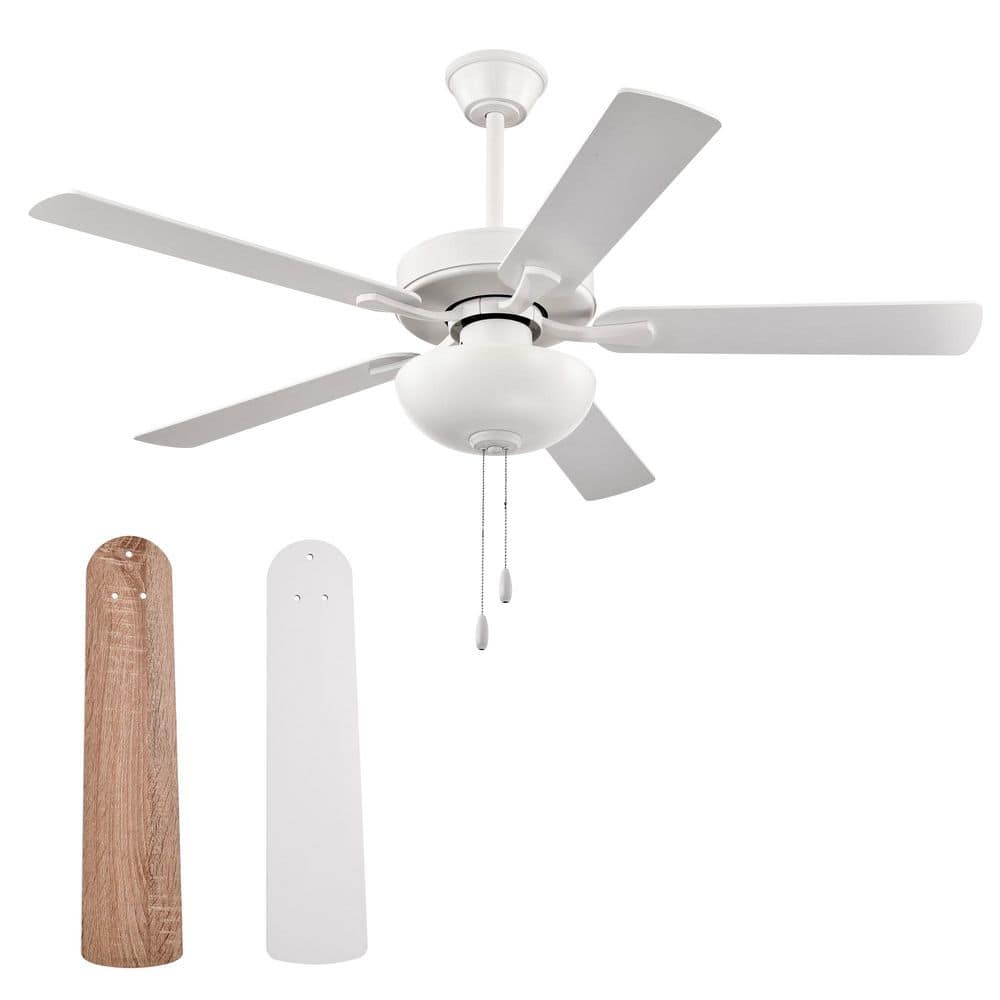 52 in. Indoor White 5-Blade Farmhouse Reversible Ceiling Fan with Light Kit and Pull Chain price history on PriceWatchPro