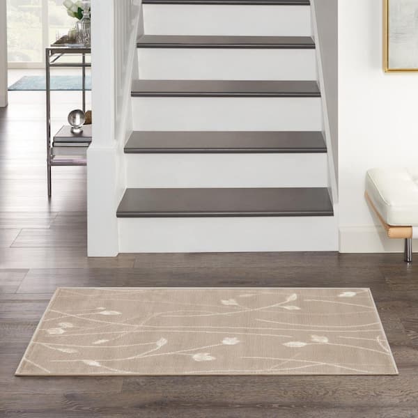 Grafix Beige doormat 2 ft. x 4 ft. Floral Contemporary Area Rug