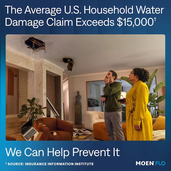 MOEN - Flo 3/4 in. Shutoff Whole-Home Leak Detector and Automatic Water Shutoff Valve with Brass Fittings