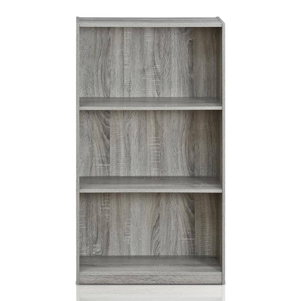 Gray 45" Engineered Wood 3-Tier Bookcase