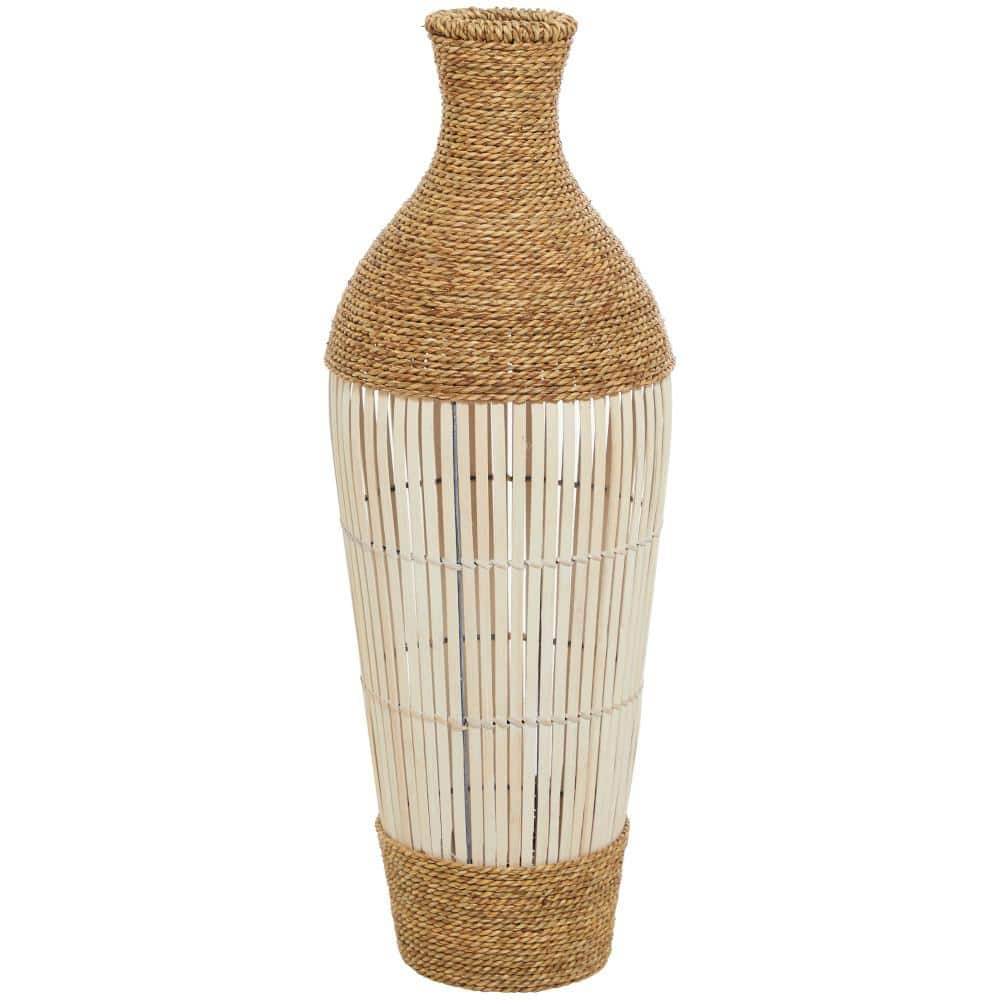 Litton Lane 32 in. Brown Handmade Wrapped Tall Floor Seagrass ...