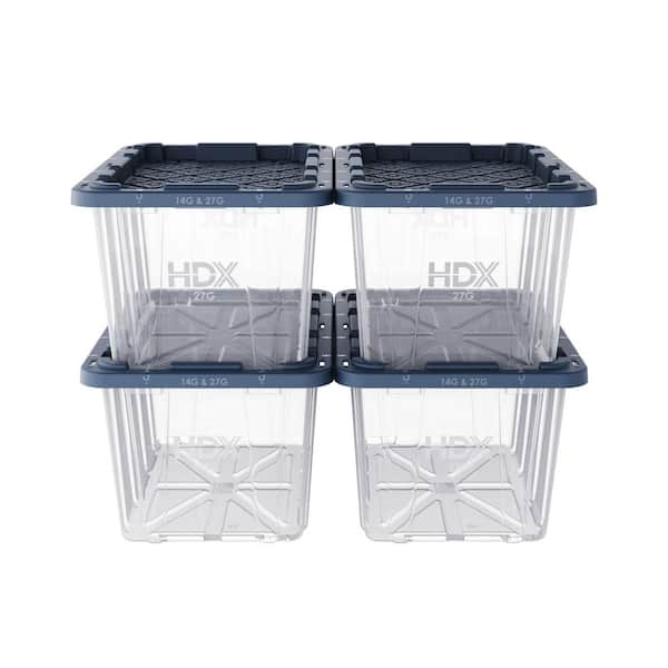 27 Gal. Tough Storage Tote in Clear with Moonlit Ocean Lid (4-Pack)