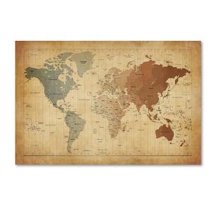 Time Zones Map of the World by Michael Tompsett Floater Frame Travel Print Hidden Frame Wall Art 32 in. x 22 in.