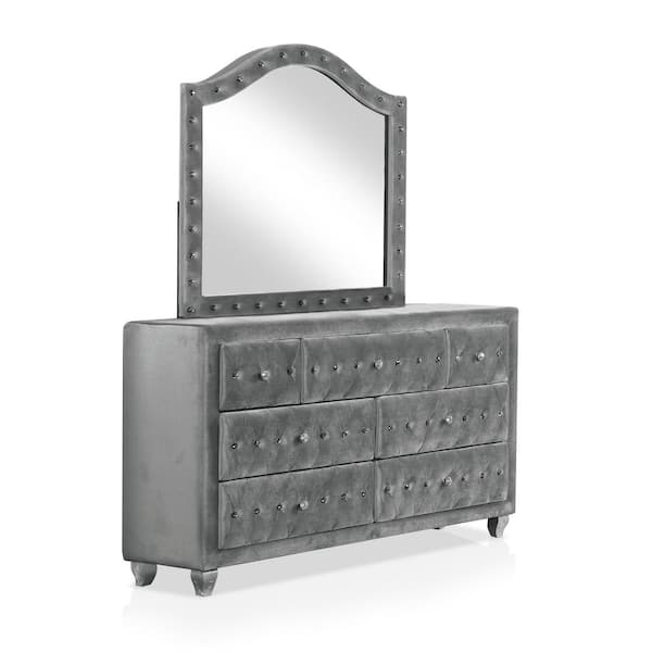 Furniture of America Nesika 7Drawer Gray Dresser with Mirror (75.75 in