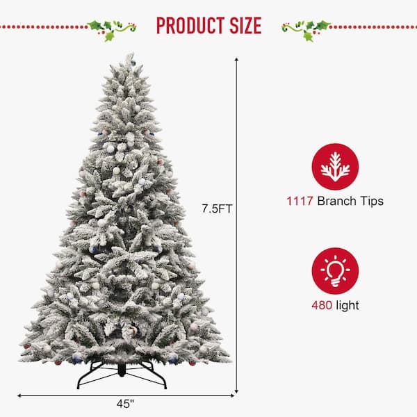7.5 ft. Feel Real Downswept Douglas Fir Hinged Artificial Christmas Tree with 480 Clear Lights