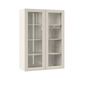 Designer Series Melvern 30 in. W x 12 in. D x 42 in. H Assembled Shaker Wall Kitchen Cabinet in Cloud with Glass Door