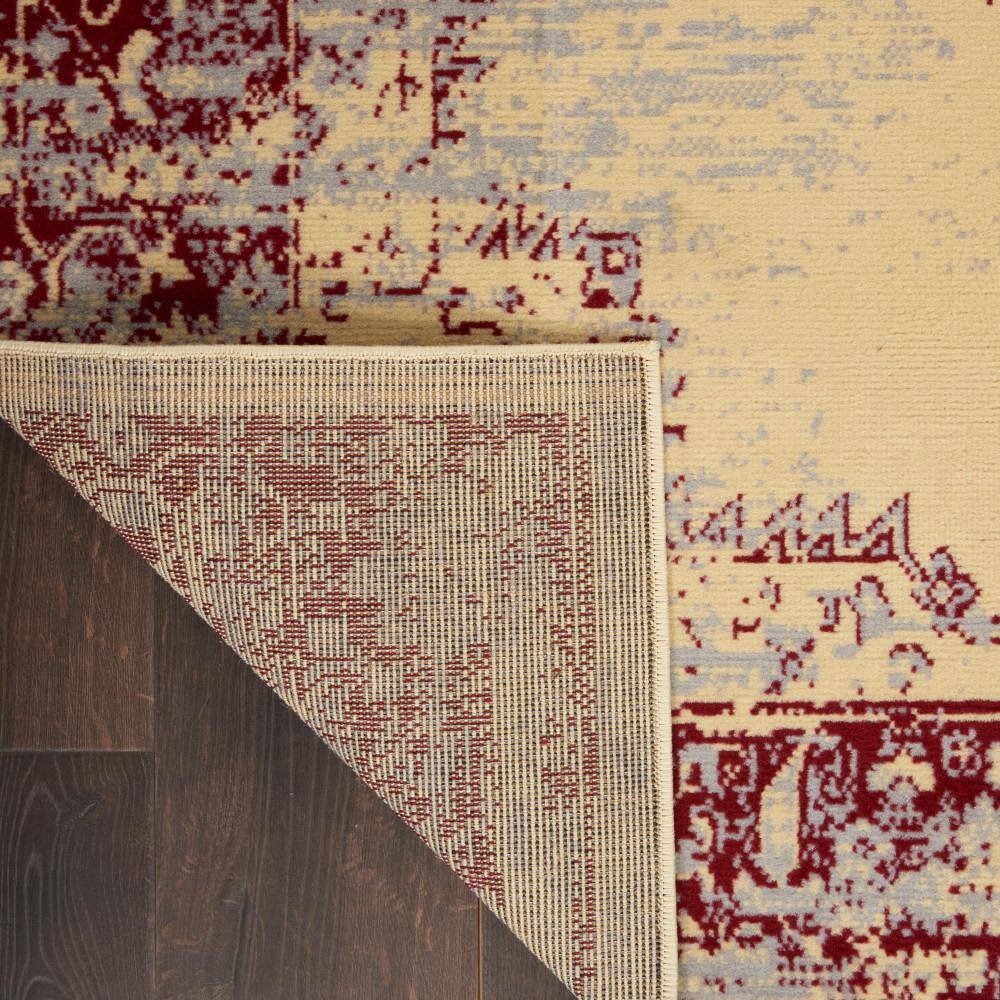 Cream and Red Medallion Synthetic 5' x 7' Area Rug