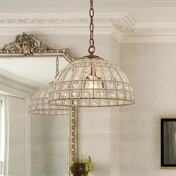 EDISLIVE Allenglade 11.8 in. 1-Light Crystal Chandelier Unique Antique Gold Kitchen Pendant