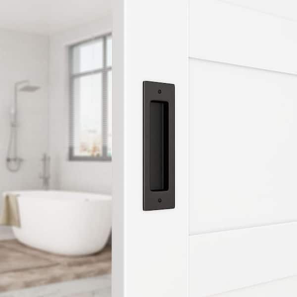 6-1/2 in. L Black Recessed Sliding Barn Door Pull Handles Rectangular Flush Pull Handle (2-Pack)