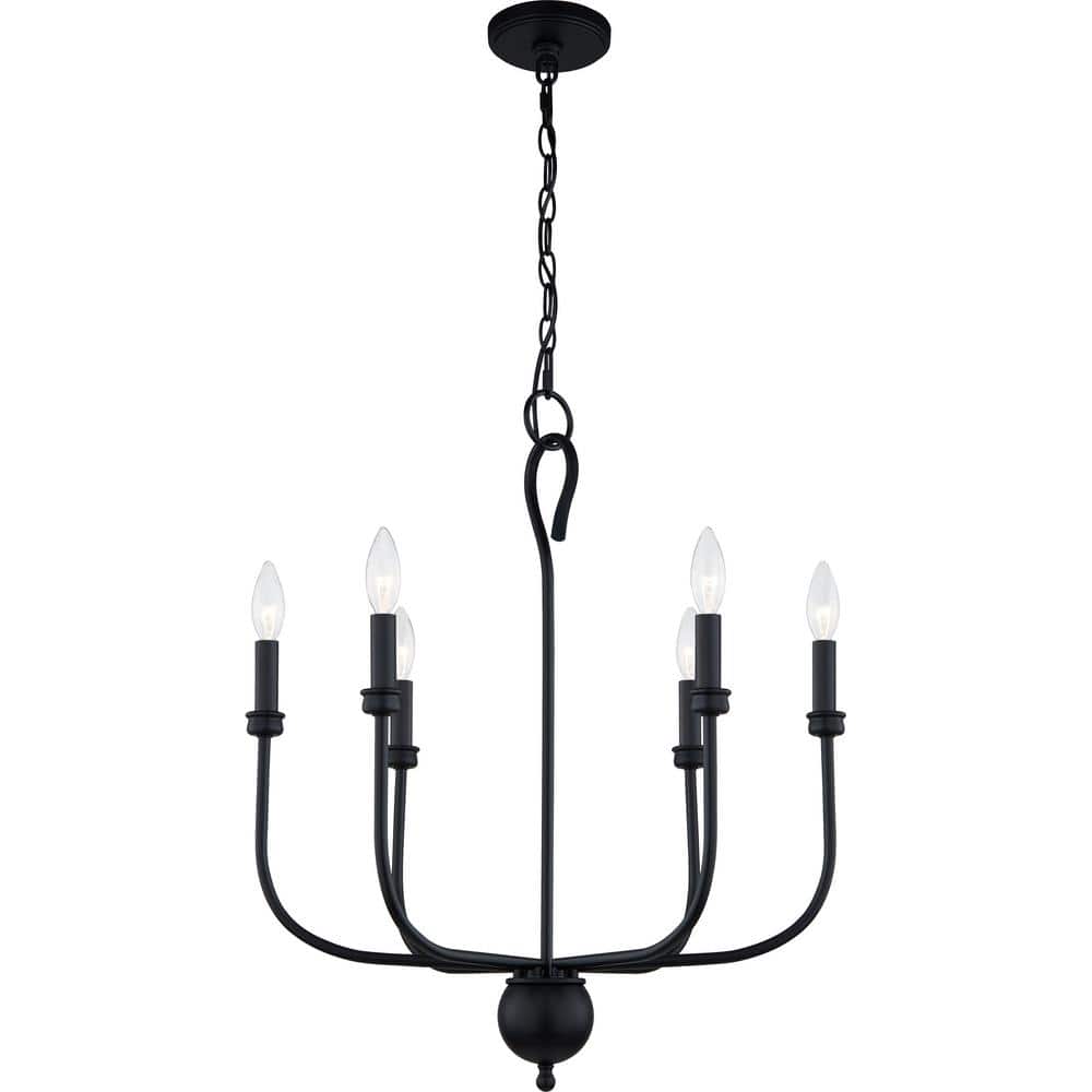 Matte Black 22" Steel Candle-Style Chandelier