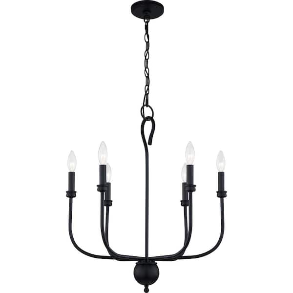 Quoizel Blanche 6-Light Matte Black Candlestick Chandelier