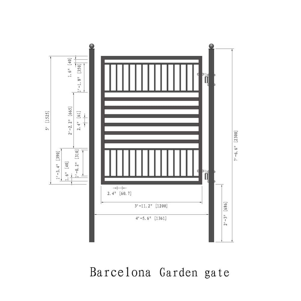 Barcelona Style Black Steel Garden Pedestrian Gate