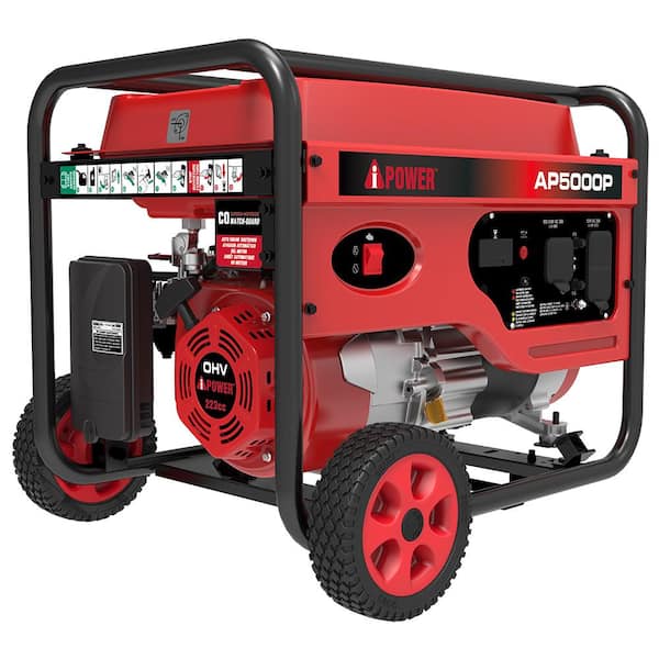 A-iPower 5000-Watt Recoil Start Gasoline Powered Portable Generator with 223cc OHV Engine and CO Sensor Shutdown