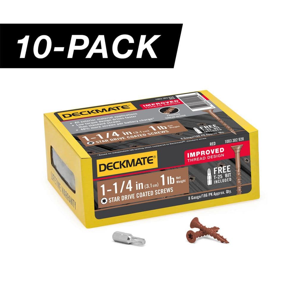 10-Pack #8 x 1-1/4 in. Red Star Drive Flat-Head Wood Deck Screw (10 lb / 1,860 Piece) price history on PriceWatchPro