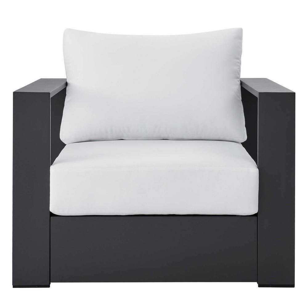 Tahoe 32'' Gray and White Powder-Coated Aluminum Outdoor Armchair