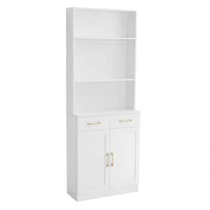 26 in. W x 11 in. D x 70 in. H Freestanding White Linen Cabinet with 2-Doors Anti-Tip, 3-layer Open Shelf