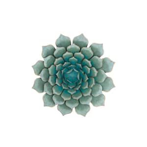 23 in. x  23 in. Metal Teal Floral Wall Decor