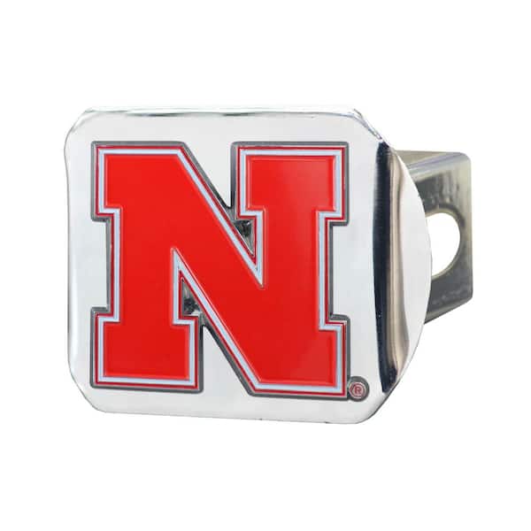 FANMATS NCAA University of Nebraska Color Emblem on Chrome Hitch Cover