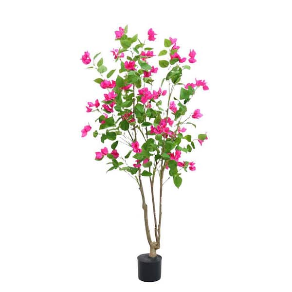 Garvee 4. 9 ft. Bougainvillea Artificial Tree With Flowers And Leaves In Pot, Realistic Fake Tree