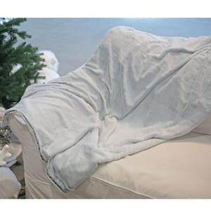 Light Gray Faux Fur Throw Blanket 55" x 62"