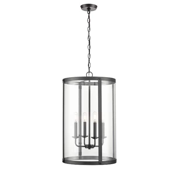 Aydenn 240-Watt 4-Light Matte Black Pendant-Light Clear Shade