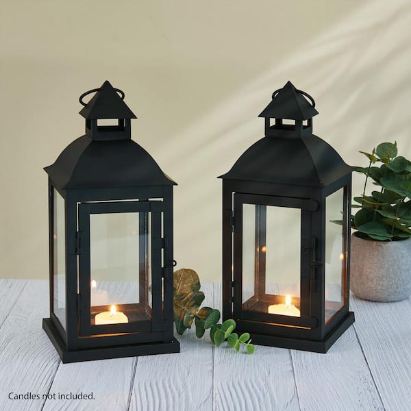 36 PC Classic Decorative Lanterns with Flameless LED Lighted Candle - Black