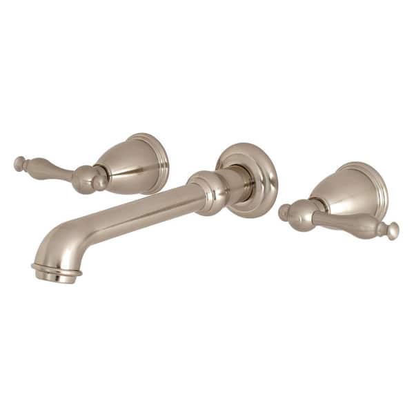 Kingston Brass Naples 2-Handle Wall Mount Roman Tub Faucet in Brushed Nickel (Valve Included)